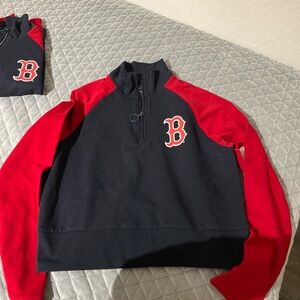 Women's Black and Red Quarter-Zip Jacket NWT Small